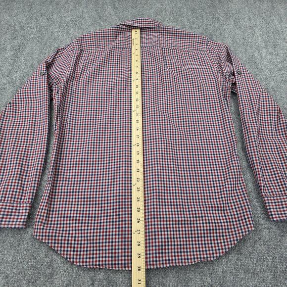 Hugo Boss Shirt Men Large Check Boss Orange Roll Tab Sleeve Casual Cotton Preppy - Picture 4 of 16